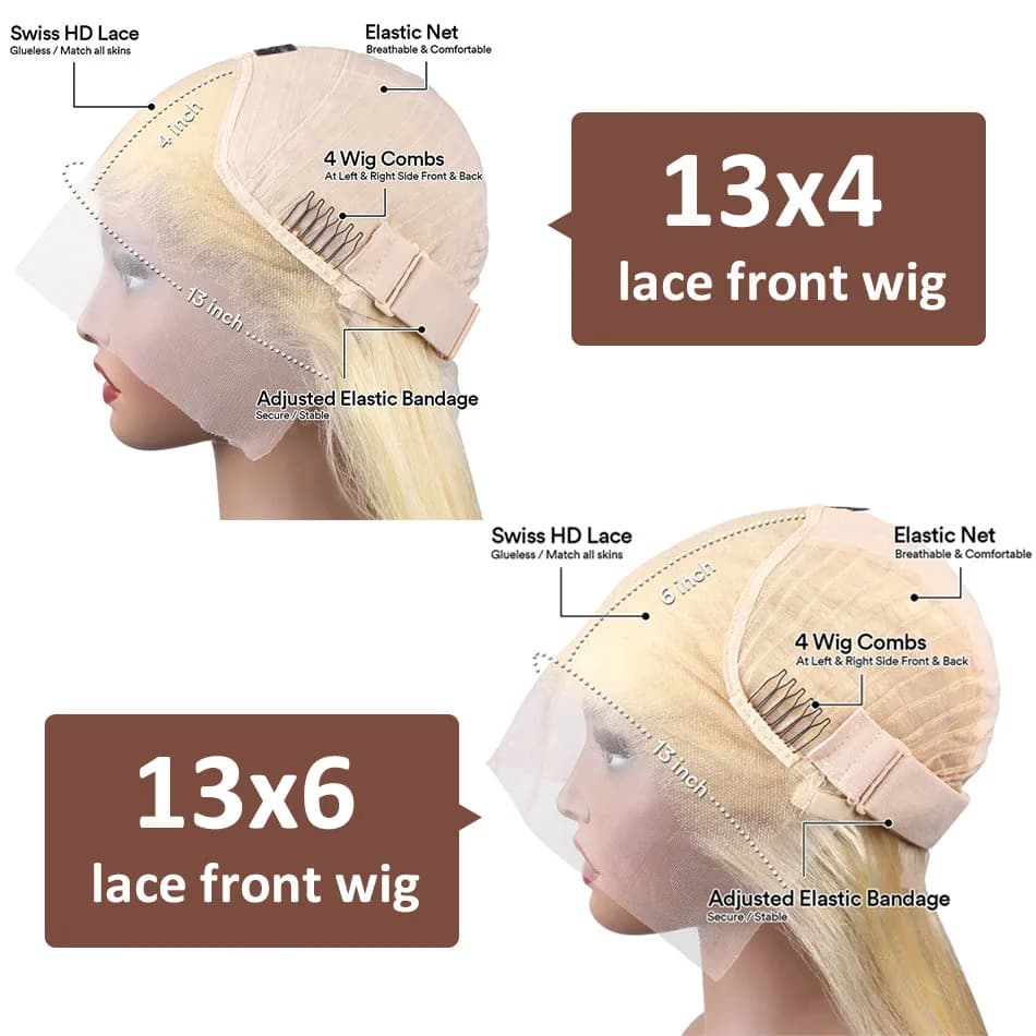 Perruque Lace Front Blonde 613 en Cheveux Humains, Perruque Frontale HD 13x6, Perruque Lace Front On
