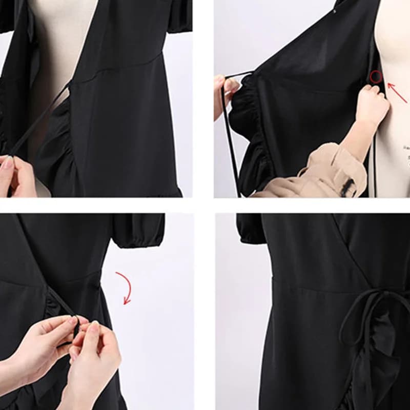Mini robes monochromes pour femmes, col en V, sexy, intérieur, chic, doux, femme, wlwear, simple, va
