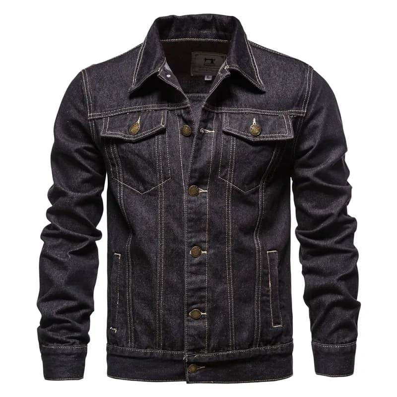 2025 automne Hommes solide Denim vestes mode moto Vintage jean vestes Hommes coupe ajustée coton déc