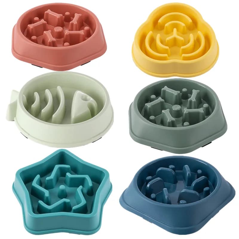Bol de nourriture lente pour chien et chat, aide aux graisses, rond sain, Anti-étouffement, épais et