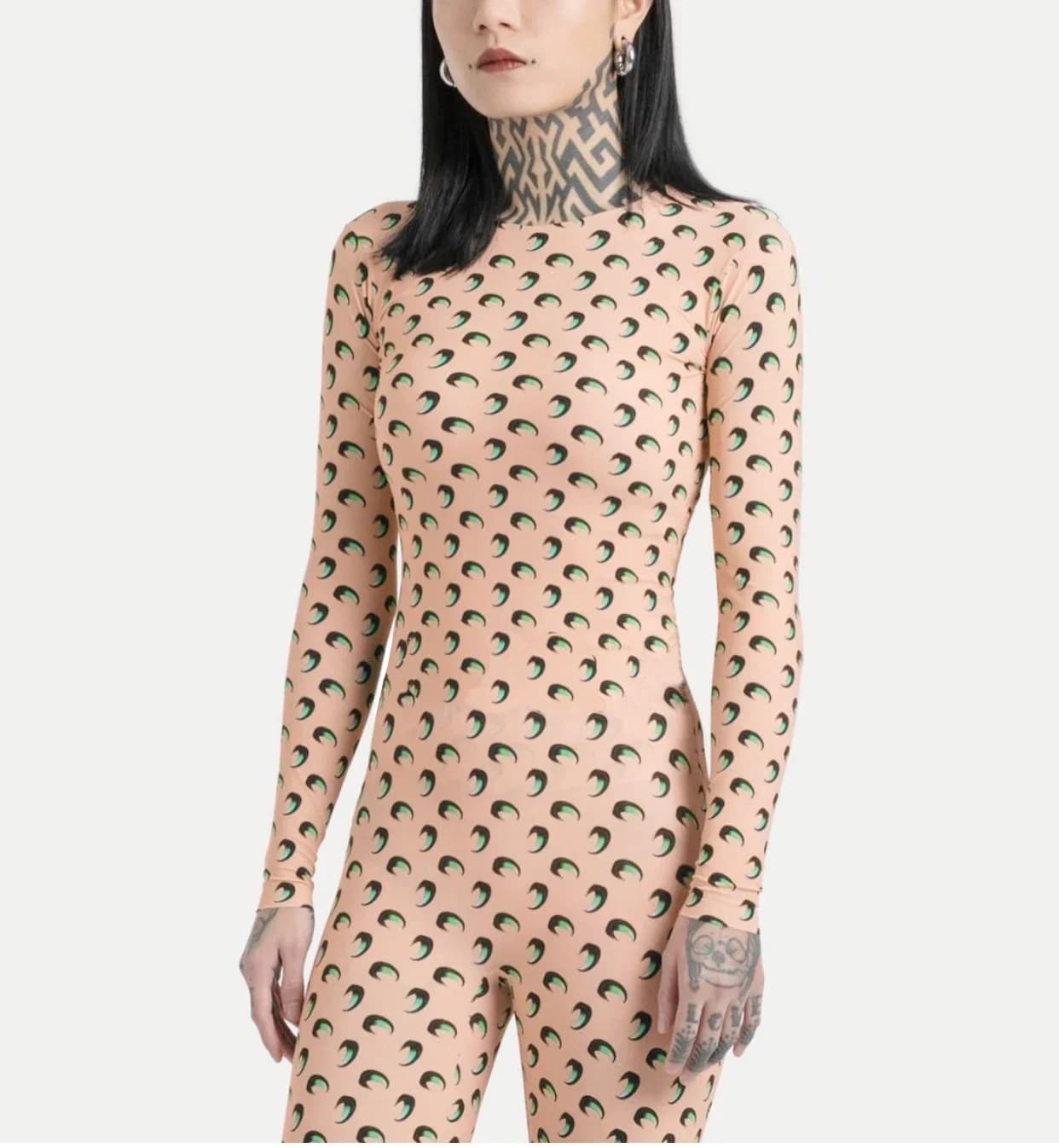 Combinaison Y2K à imprimé lune pour femme, manches longues, élastique, moulante, streetwear, sexy, m
