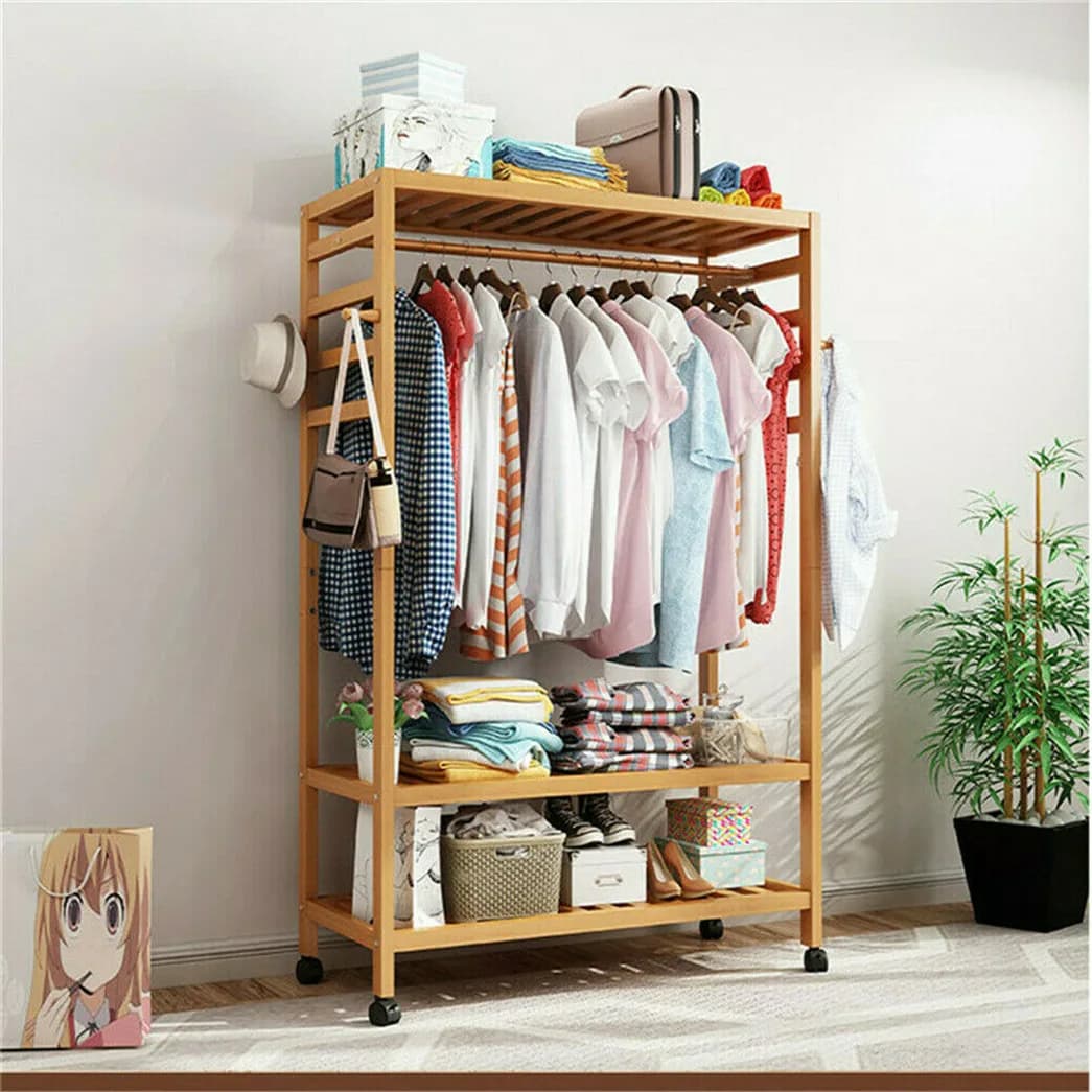 Porte-vêtements roulants porte-vêtements suspendus robustes avec des étagères de rangement pour vête