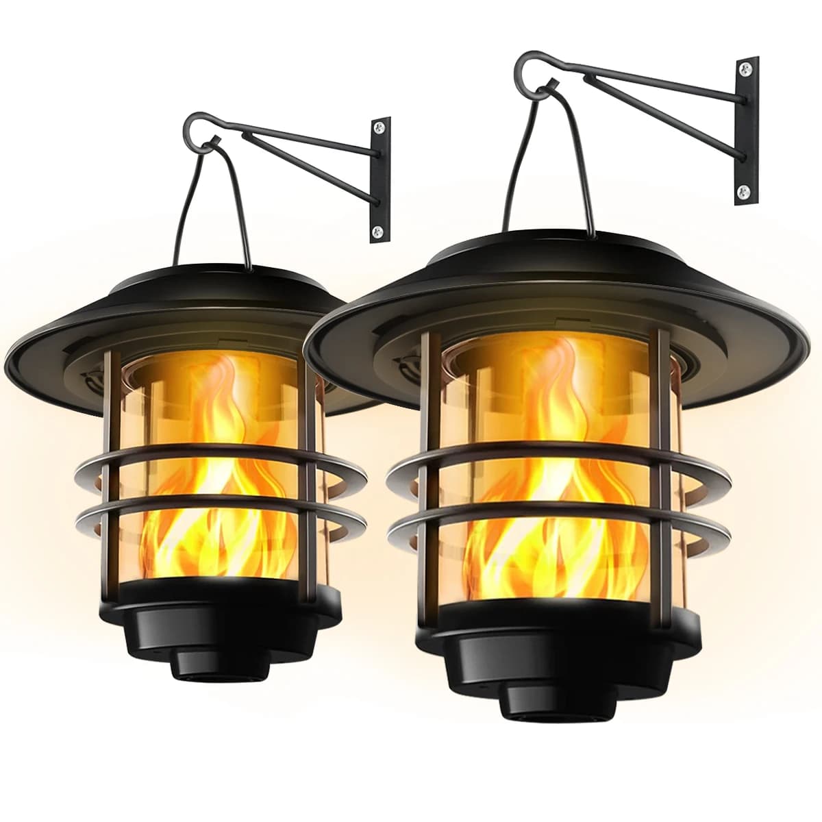 Lanterne Solaire Extérieure en Acier Inoxydable, 1 Pièce, Flammes Vacillantes, Imperméable, RapGlass
