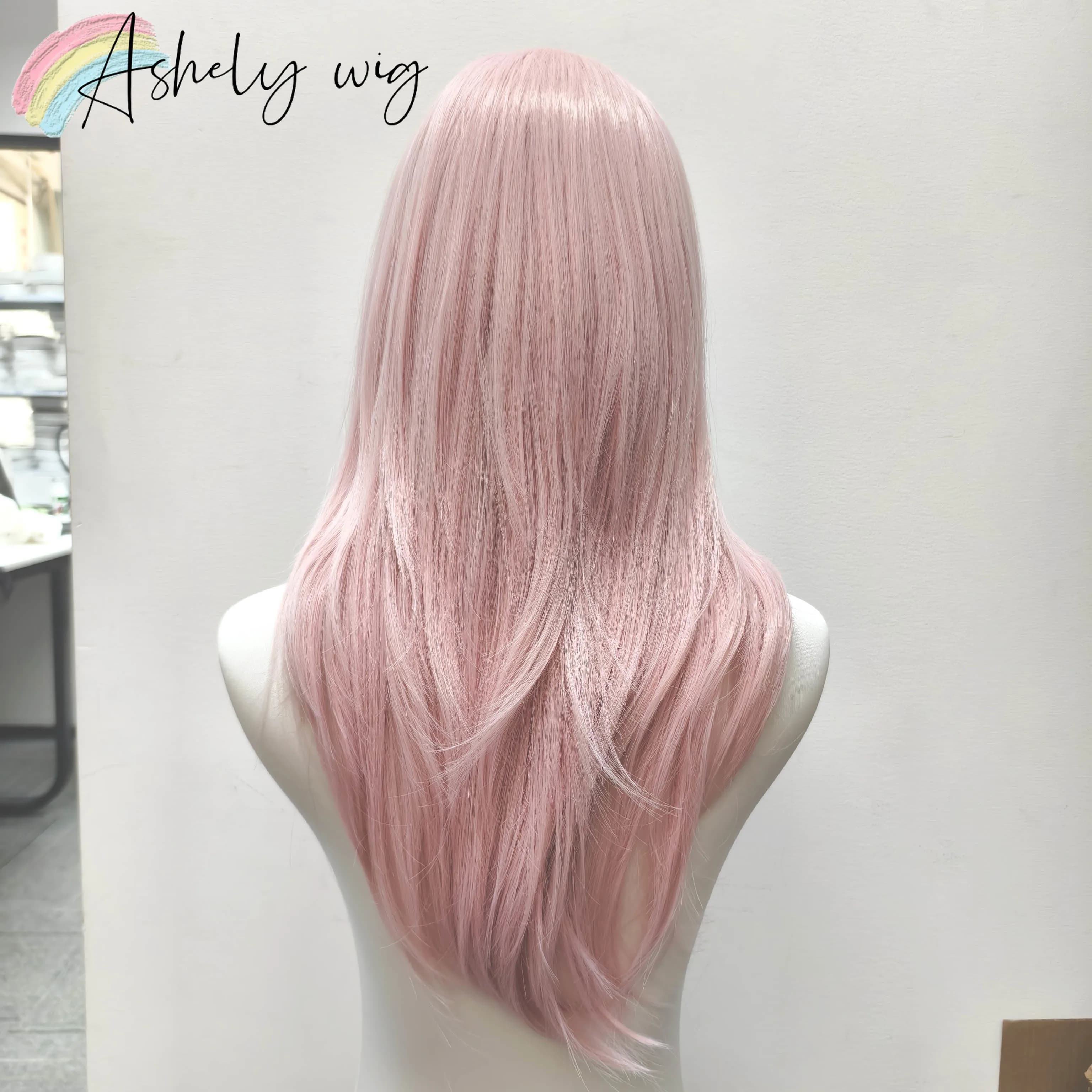 Ashely Rose perruque Lolita femme bandeau corps ondulé Rose modèles de cheveux en frange française h