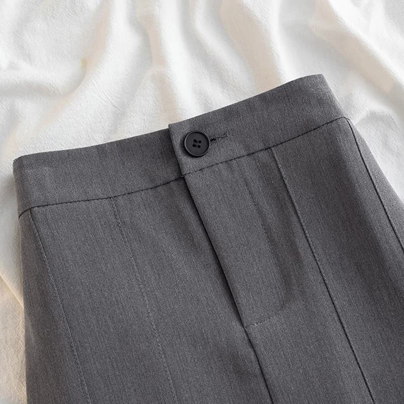 Jupe Longue Plissée Noire et Grise pour Femme, Style Japonais, Taille Haute, Midi, Streetwear de Bur