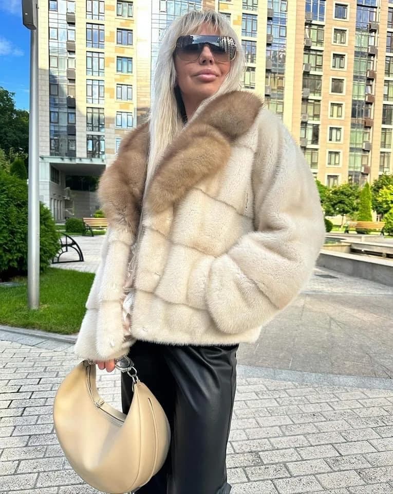 Veste en fourrure de vison pour dames, manteau en fourrure de vison véritable, revers en fourrure de