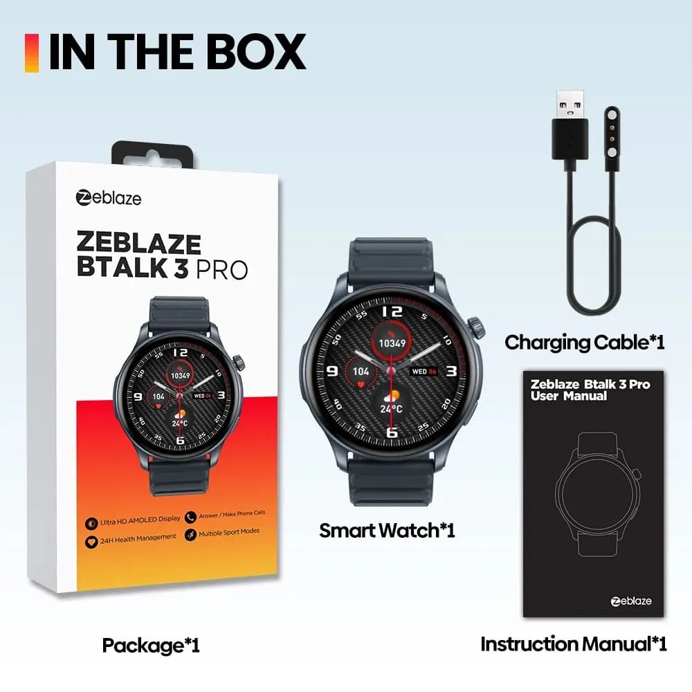 Zeblaze-Montre intelligente Banti3 PRO, écran AMOLED 1.43 ", appels téléphoniques Bluetooth, suivi d