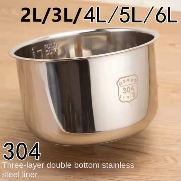 Autocuiseur 2L 3l4L 5L 6L pot intérieur revêtement de riz 304 acier inoxydable antiadhésif ustensile