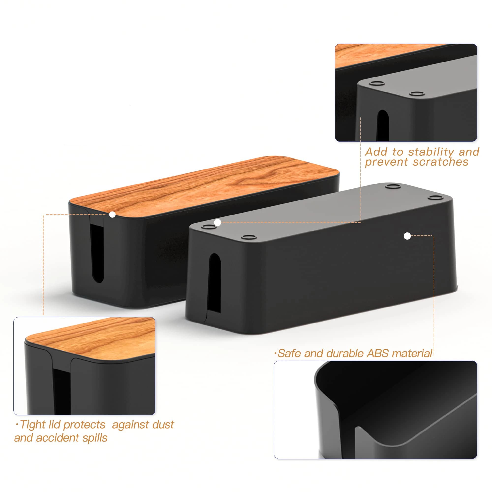 Boîte de gestion de câbles, kit de gestion de câbles pour multiprise pour cacher les fils, boîtes de