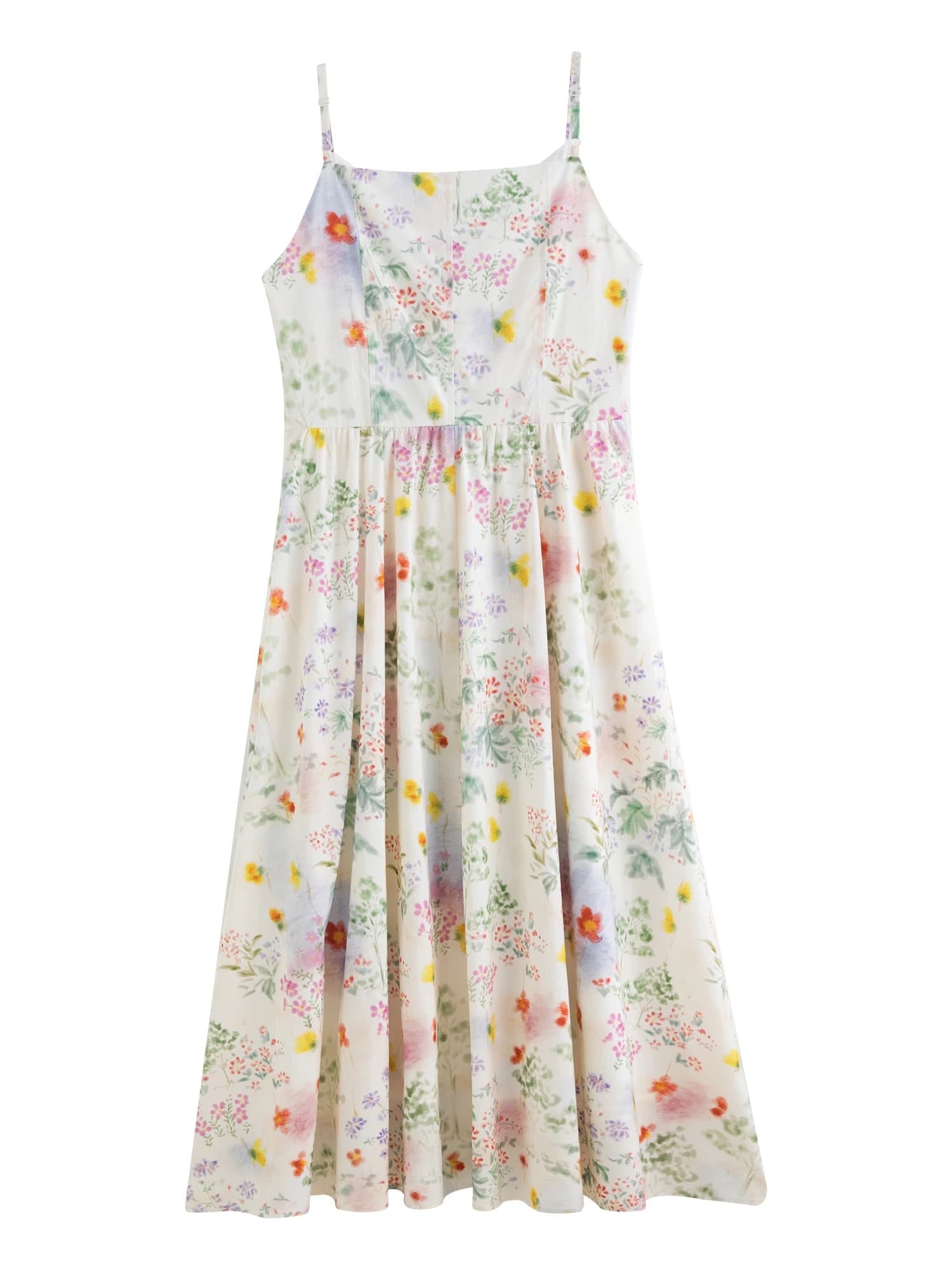 DUSHU 2025 Robe d'été à bretelles florales pour femme - Silhouette amincissante de style resort Midi