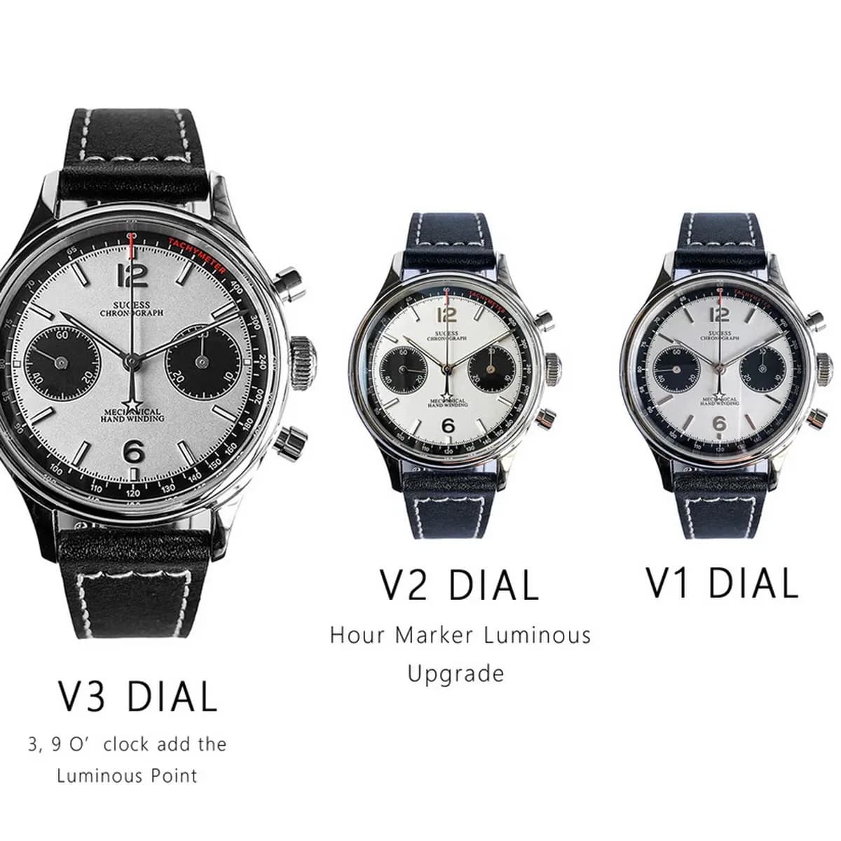 Sugess-Montre Pilote pour Homme, Chronographe Mécanique, Montre-Bracelet, Air Force, Saphir, Étanche