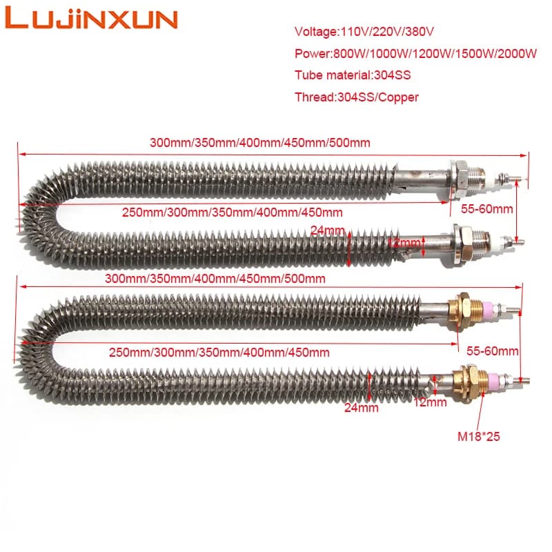 LUJINXUN-Chauffage à air tubulaire à ailettes de type U, 152, 304SS, 0,8 KW, 1KW, 1,2 KW, 1,5 KW, 2K