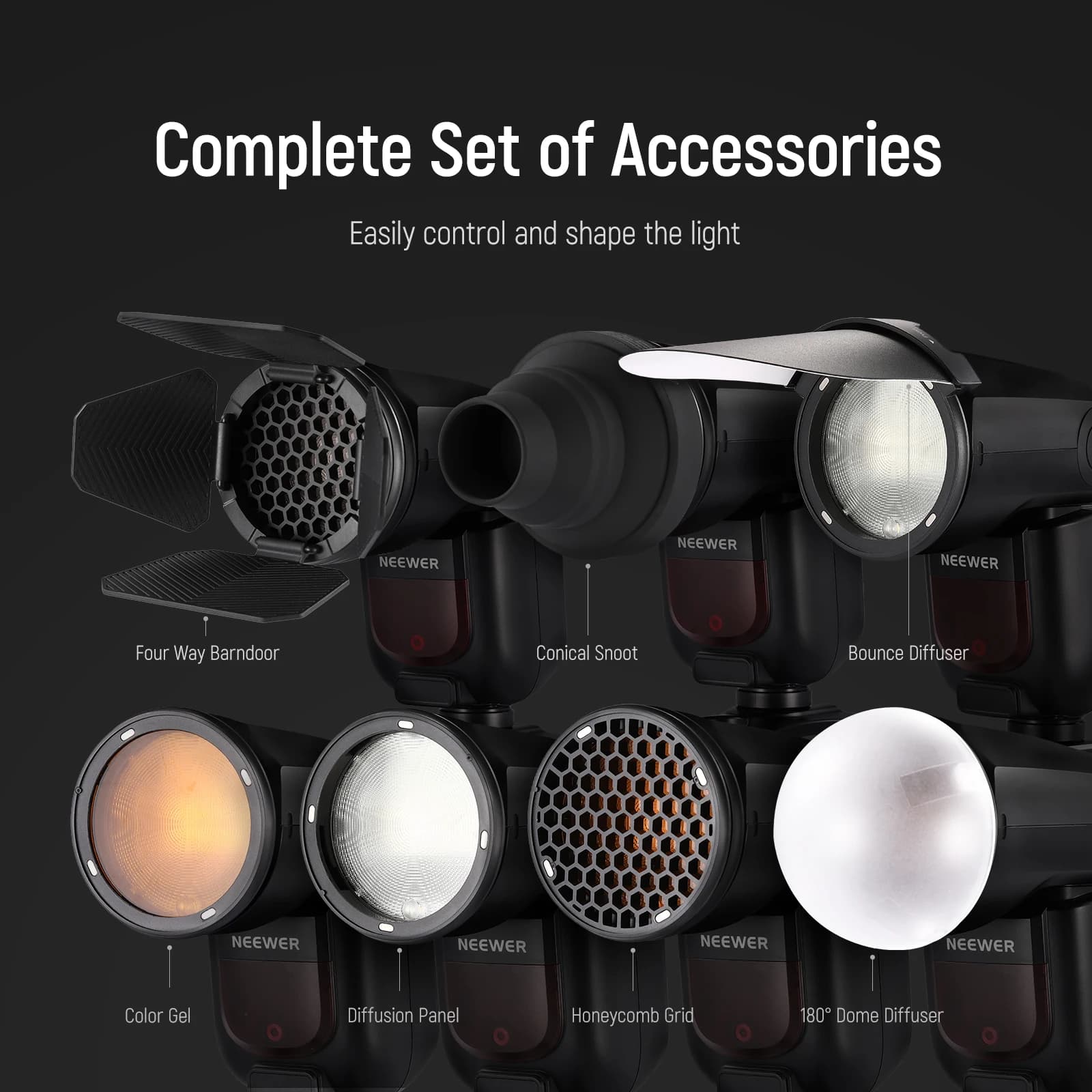 NEEWER CRM2 Kit d'accessoires magnétiques pour Flash à tête ronde Z1-C Z1-N Z1-S Z2-C Z2-N Z2-S Comp