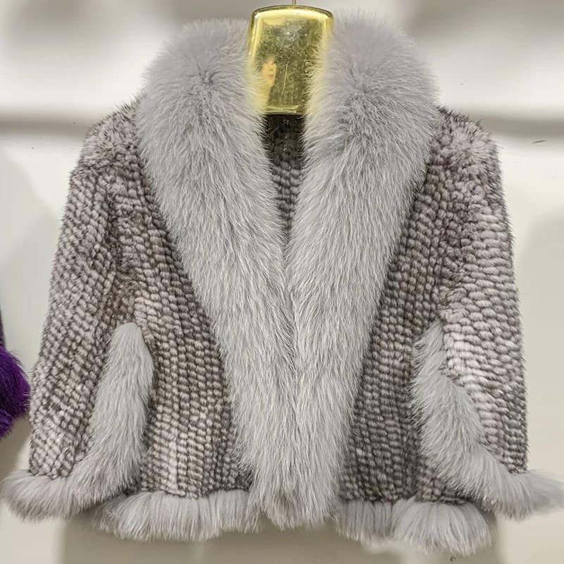 Nouveau Poncho en vraie fourrure de vison tricoté 100% naturel véritable fourrure de vison châle nat