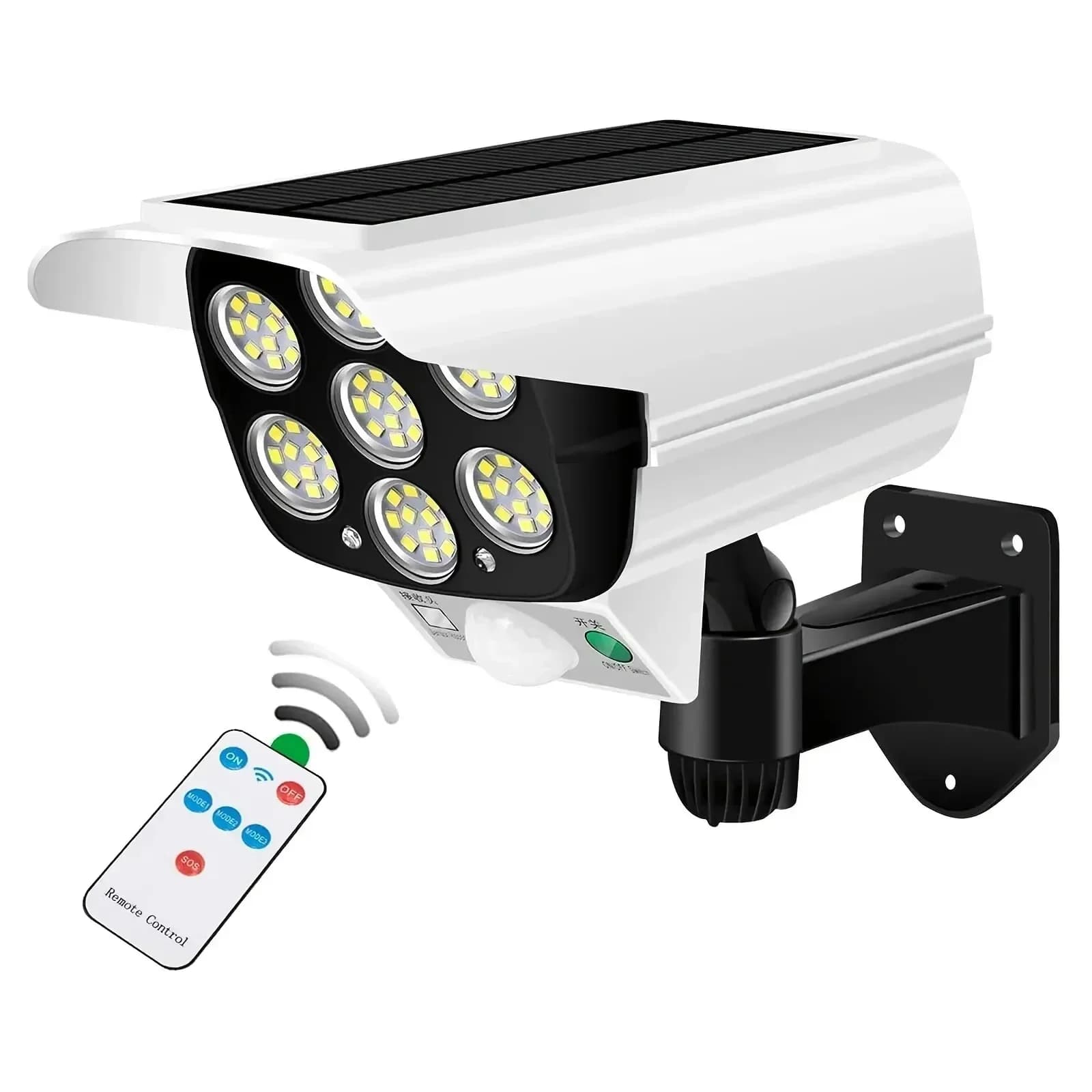 Capteur de mouvement extérieur lumières solaires 77 projecteur LED étanche sans fil factice leurre f