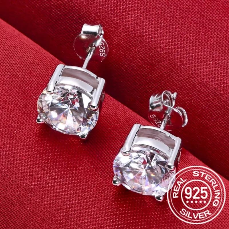 Boucles d'oreilles en argent Sterling 100% Moissanite pour femmes, 0.5-2 Carat, 8.0mm, couleur D, bi
