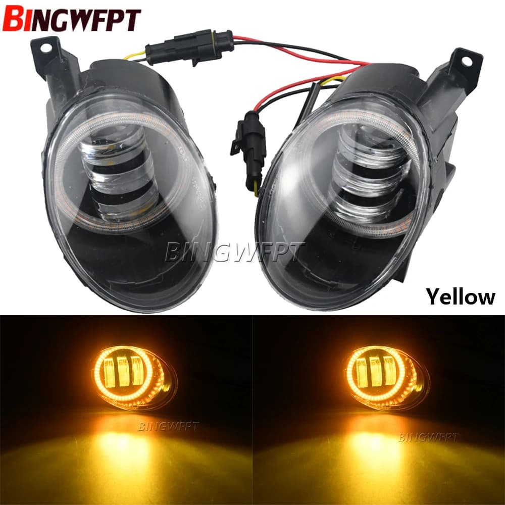 Feu antibrouillard œil d'ange pour voiture, 2 pièces, lentille LED, feux de jour DRL 30W 6000LM 12V 