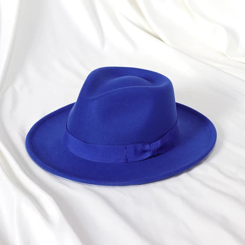 Chapeau Fedoras pour hommes et femmes, chapeau de Jazz avec nœud papillon, élégant, noir, mélange de