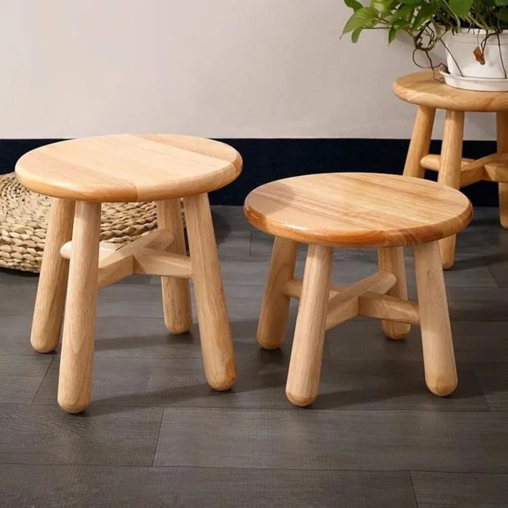 Petit tabouret rond en bois massif, meubles multifonctionnels, décoration de chambre à coucher, salo