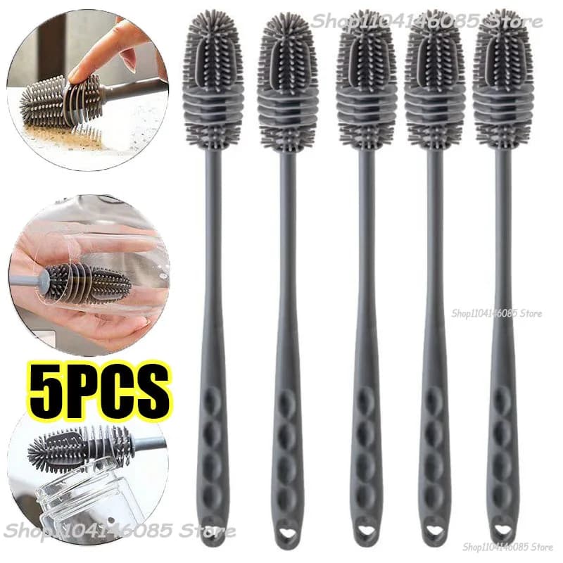 Brosse de nettoyage de bouteilles en Silicone à Long manche, brosse de nettoyage de cuisine, brosse 