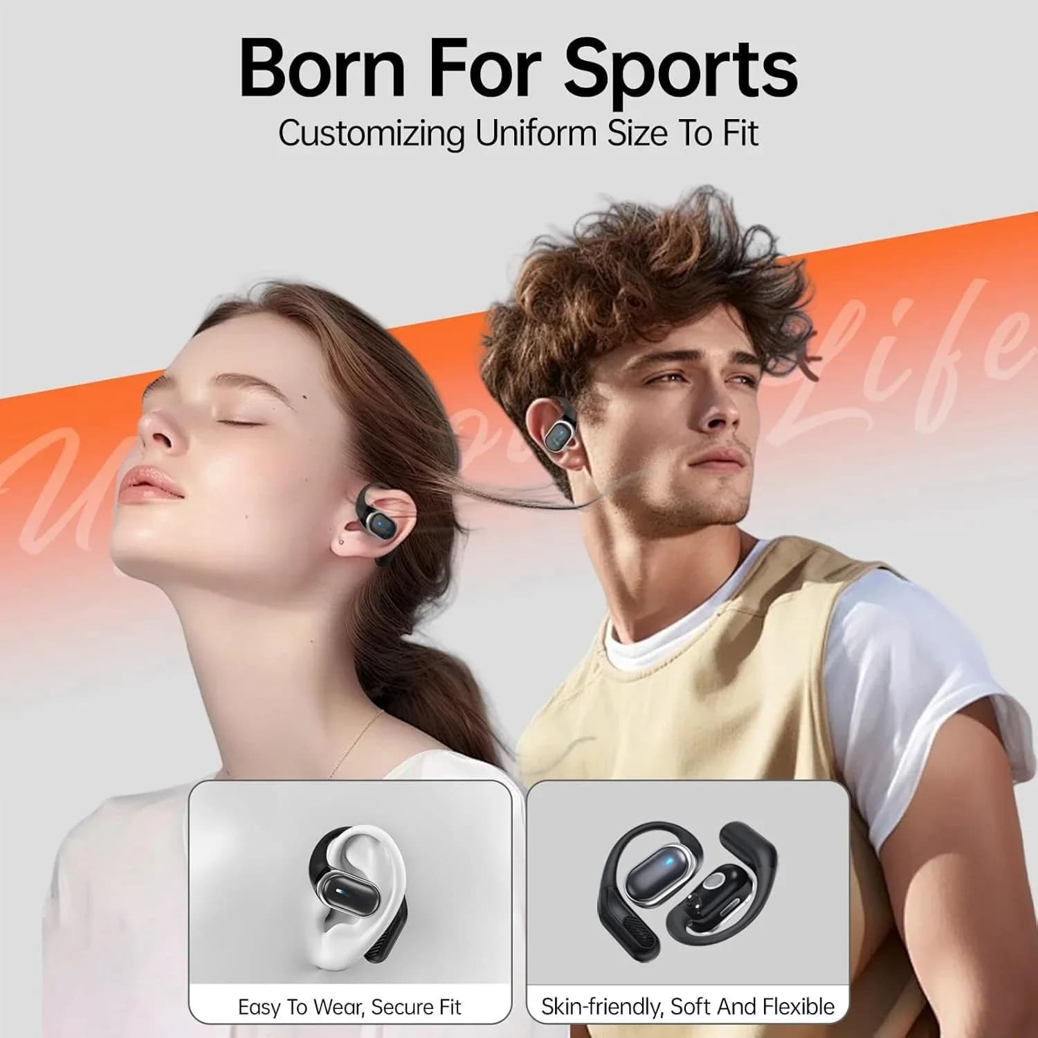 Écouteurs Bluetooth sans fil, avec micro, Conduction d'air, crochet d'oreille, suppression du bruit,