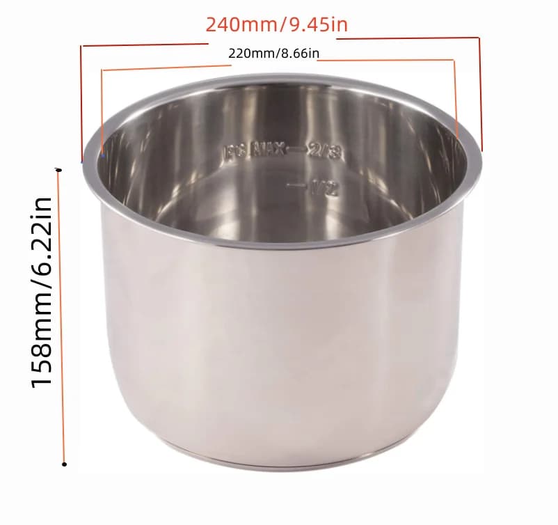 Marmite intérieure en acier inoxydable, 1 pièce, 6 litres, pour marmite instantanée IP-POT-SS304-60