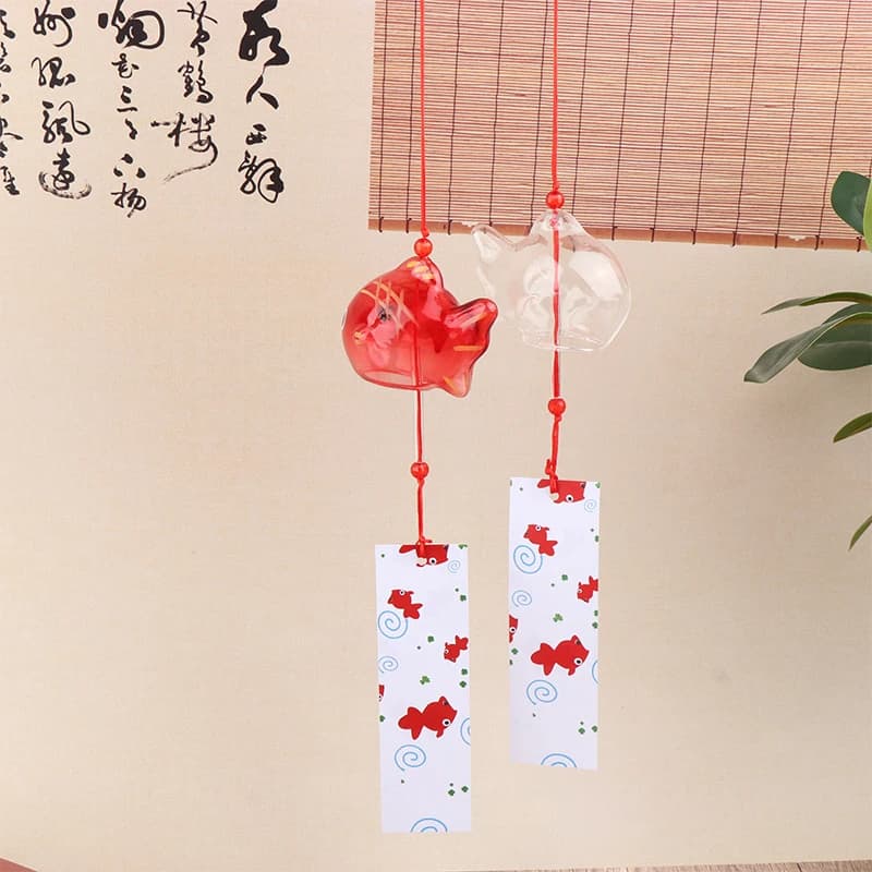 Carillon éolien carillons verre japonais Style poisson rouge jardin suspendu décor extérieur pendent
