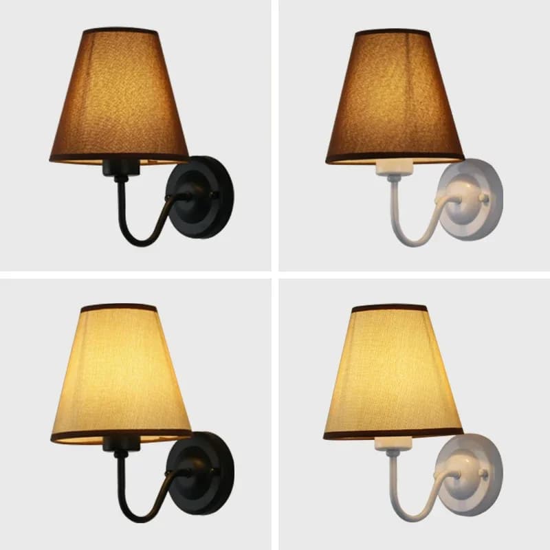 Lampe murale LED moderne, éclairage intérieur, style nordique, E27, lampe murale rétro en tissu, lam