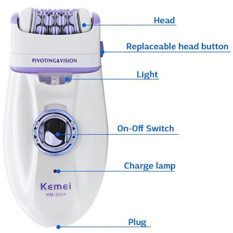 Kemei KM-2668 dame corps épilateur Facial rasoir Rechargeable rasage femmes épilateur électrique cor