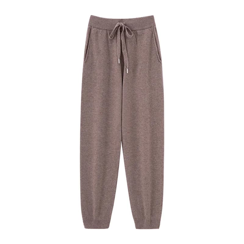 Pantalon plat en laine Pure pour femme, ample, taille haute, tricoté, en cachemire, groupé, nouvelle