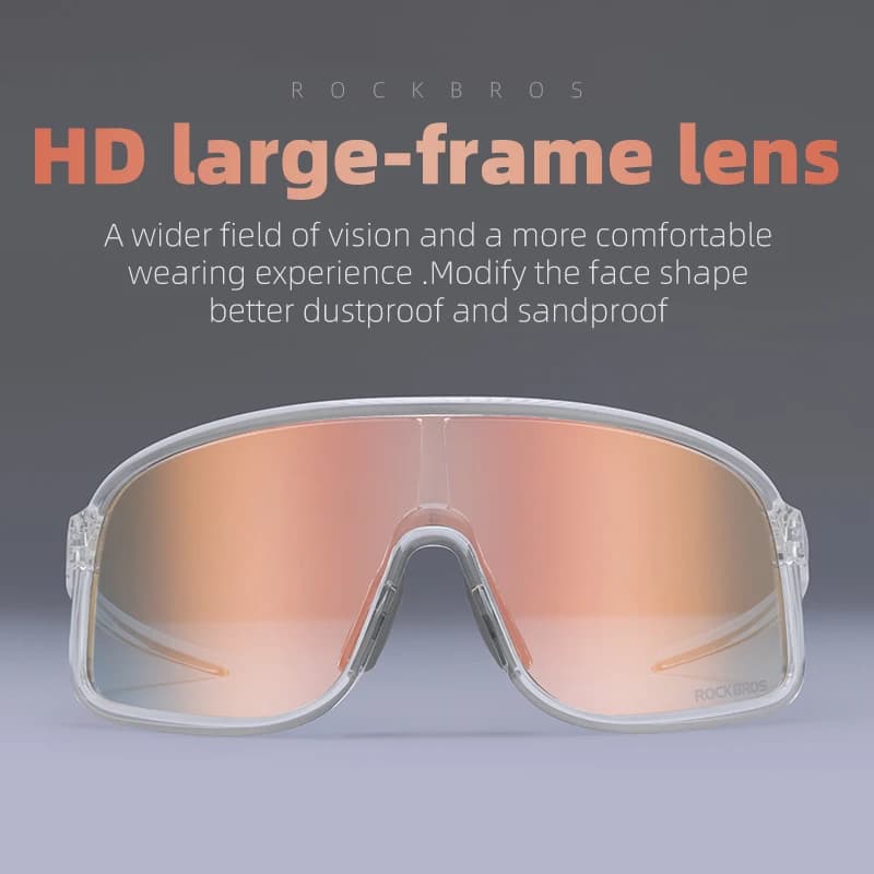 ROCKBROS lunettes photochromiques HD lentille à grande monture lunettes de soleil d'équitation en pl
