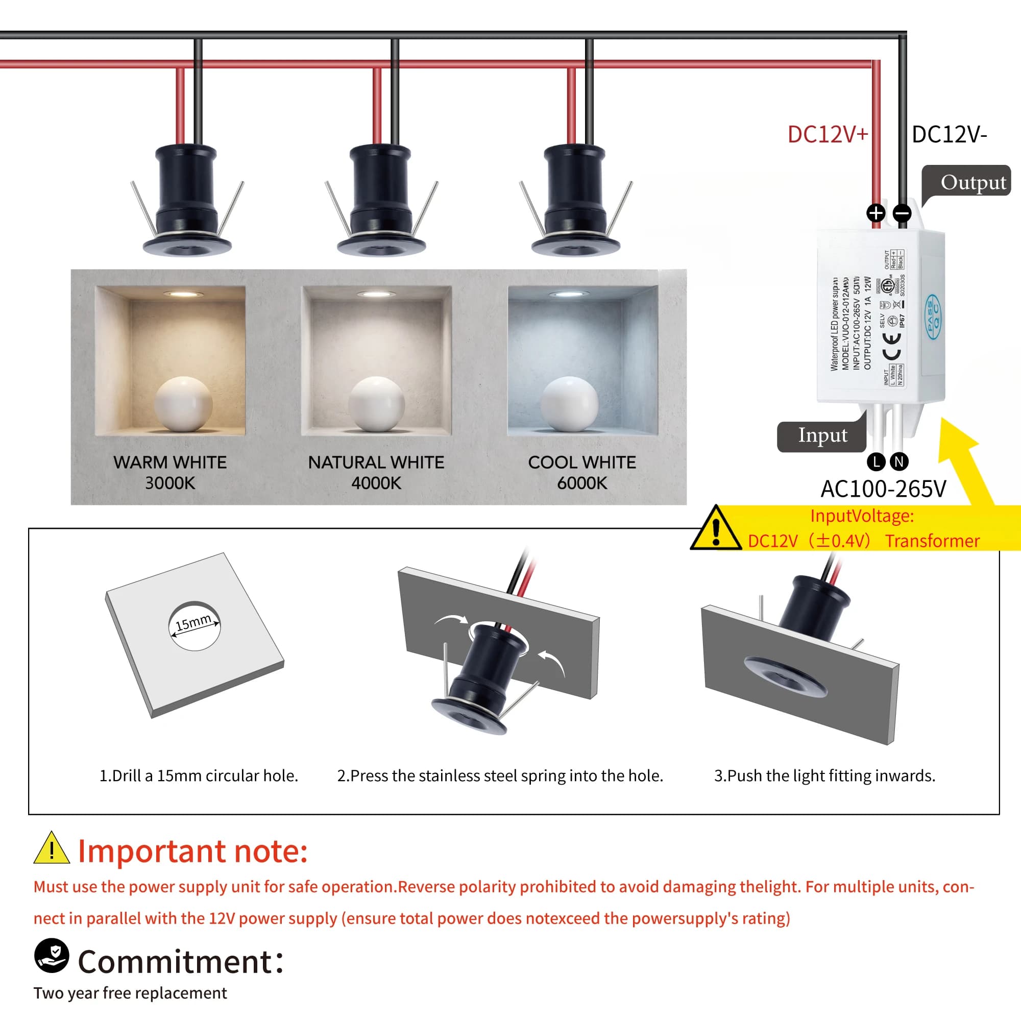 Mini projecteur LED 1W IP65, 9/18 pièces, avec driver 12V, éclairage d'ambiance dimmable pour plafon