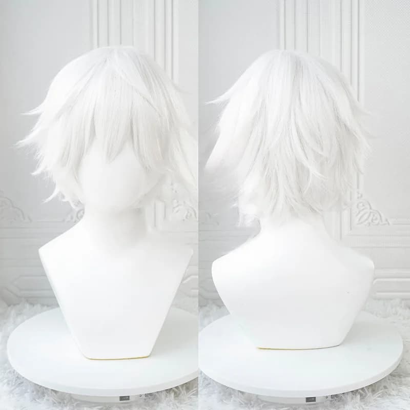 Perruques de Cosplay Anime Kaneki Ken, perruques courtes blanches moelleuses, Patch pour les yeux, c