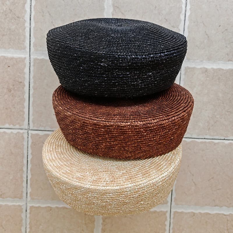 Béret plat d'été en paille pour femmes, chapeau de soleil, cercle Concave, chapeau de plage, fête De