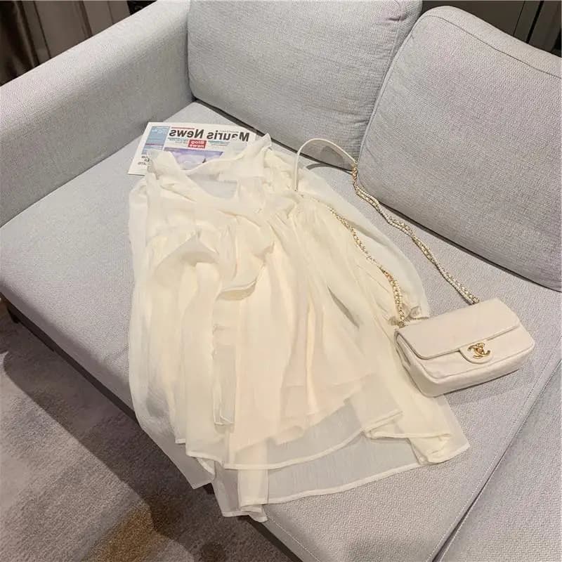 Robe de princesse élégante à manches longues pour femmes, col en V à volants, design de base, mini, 