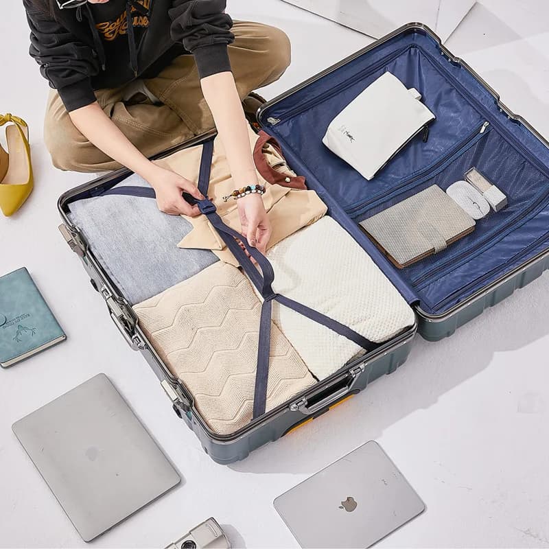 Valise à bagages avec cadre en aluminium de grande capacité, sac de voyage à roulettes, valise à rou