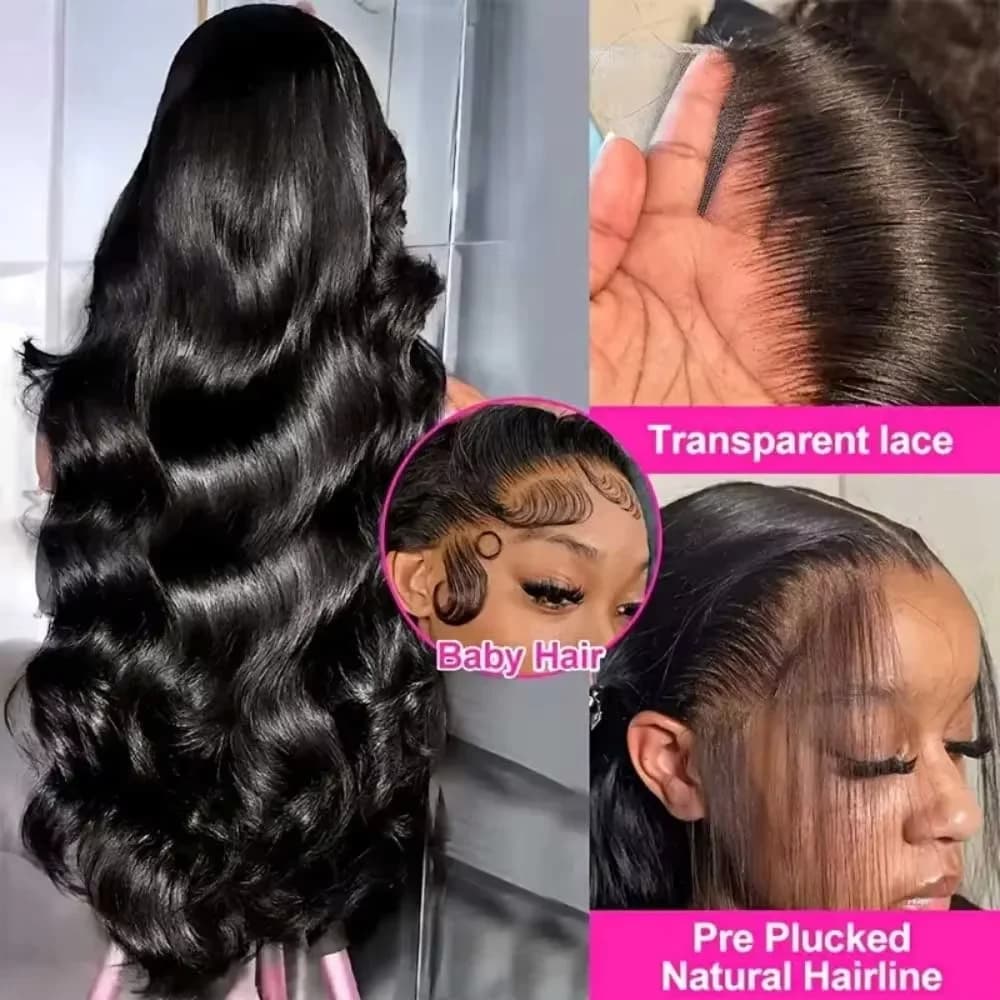 Perruque 360 Full Lace sans colle à cordon de serrage, cheveux humains ondulés, pré-épilée, HD 13x6 