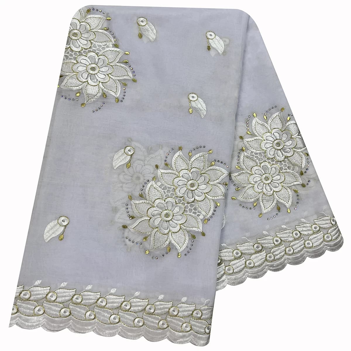Tissu 100% coton de haute qualité, écharpe brodée en fil de coton rayonne pour femmes africaines, Hi