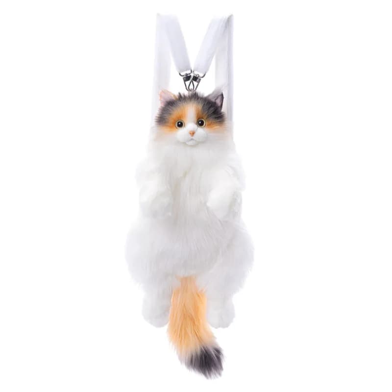 Sac à dos pour chat en fausse fourrure noir et jaune à trois fleurs
