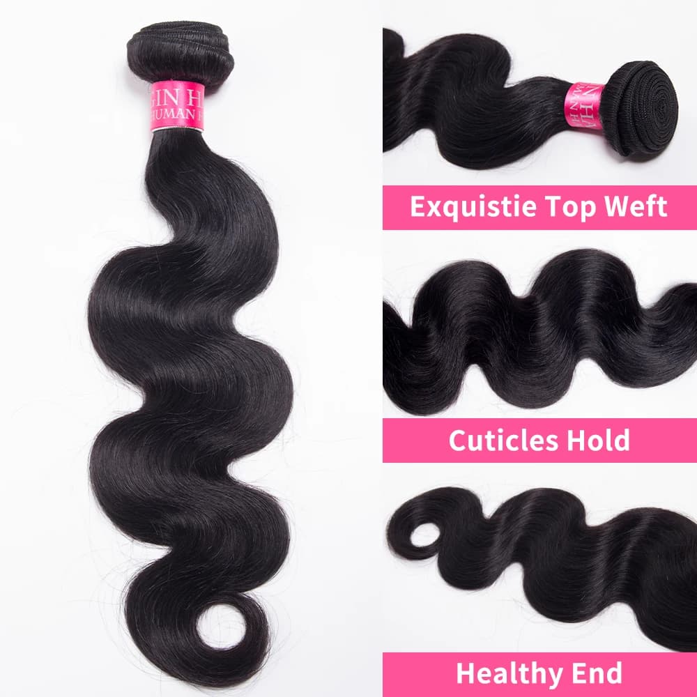 Extensions de Cheveux Humains Ondulés Naturels Brésiliens Remy – Lots de 1/3/4 Pièces Noirs Naturels