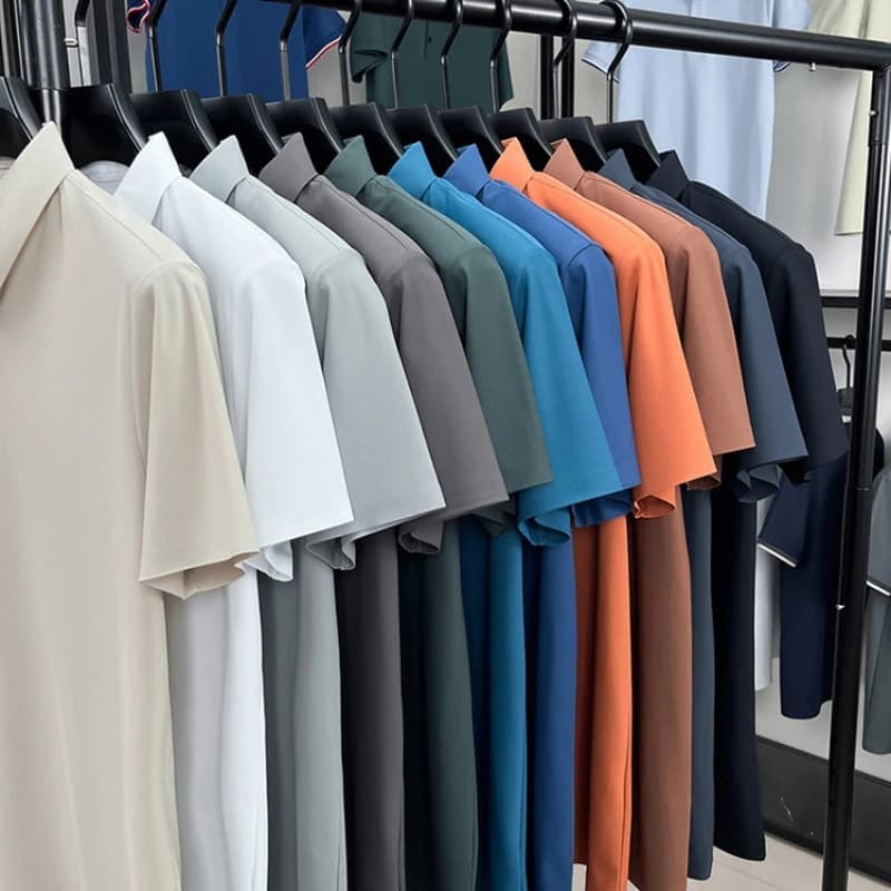 Polo sans couture pour hommes – Mélange nylon-spandex respirant, col renforcé et boutons assortis (1