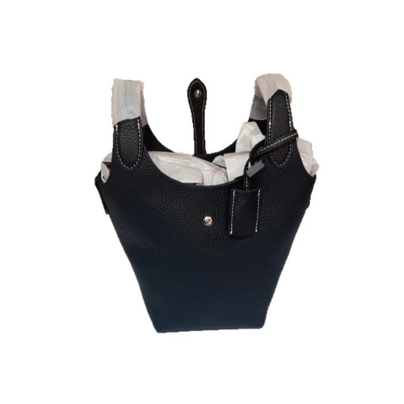 Nouveau sac fourre-tout pour femme 2026 en cuir de vachette motif litchi, style panier à légumes et 