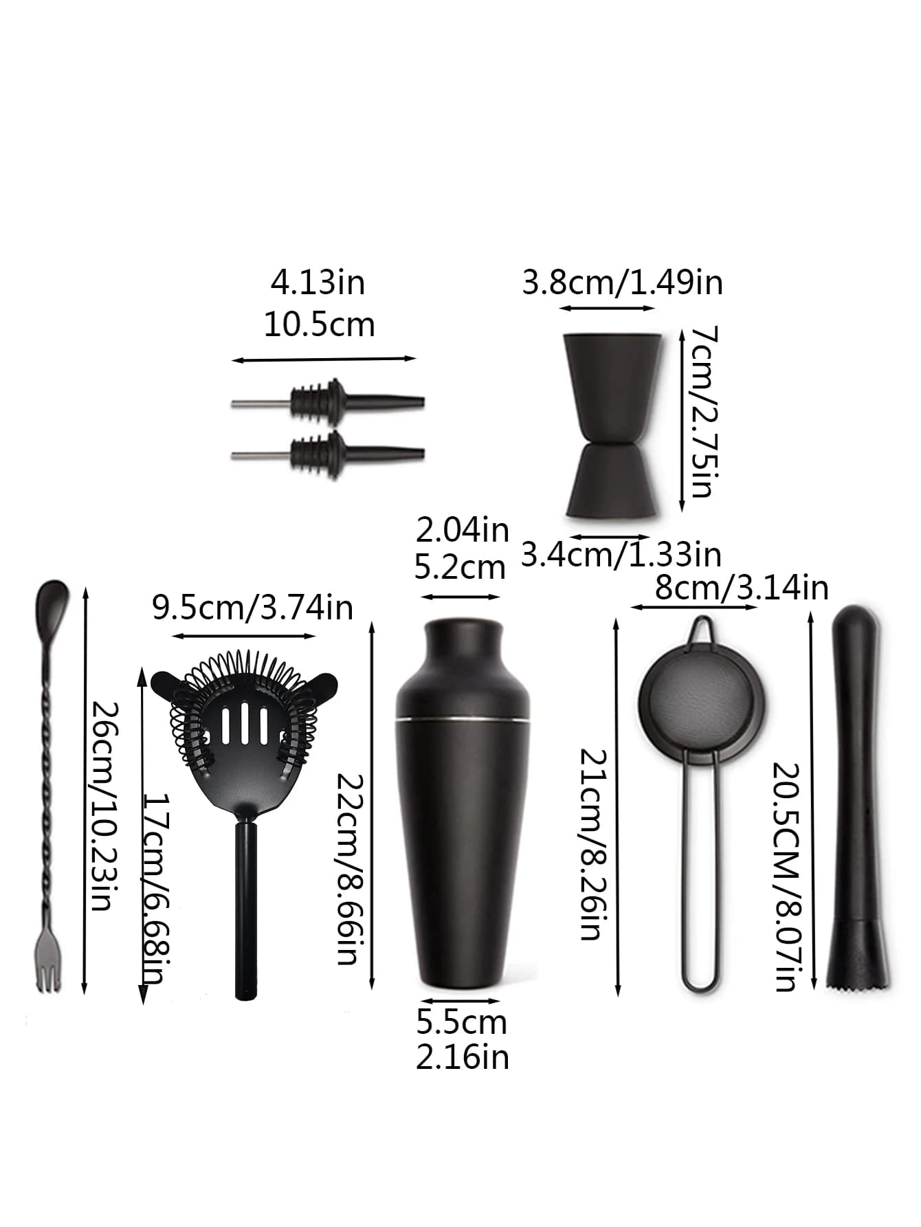 Ensemble de shaker à Cocktail noir mat, mélangeur de boissons à vin Martini, outils de bar, équipeme
