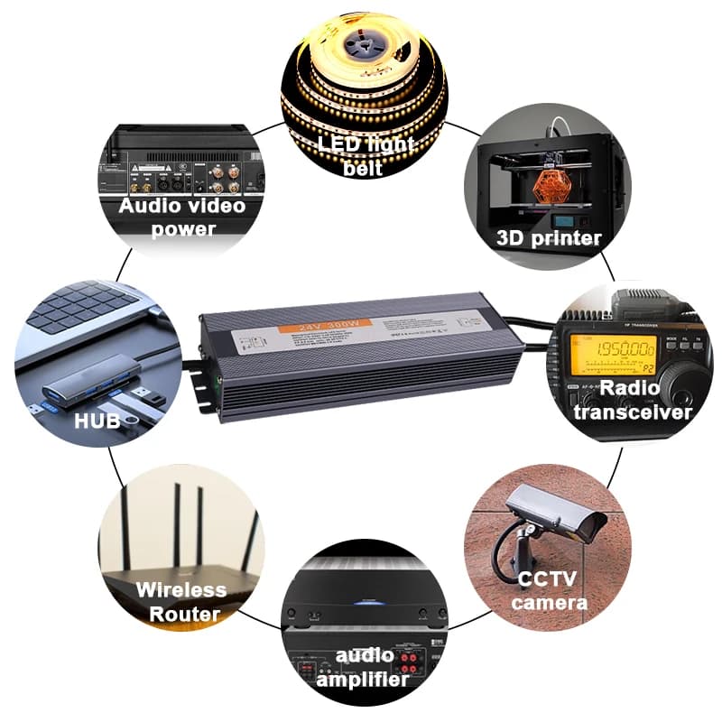Transformateur d'éclairage extérieur d'alimentation étanche IP67, pilote LED DC 12V 24V 60W 100W 150