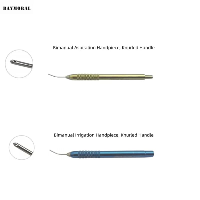 Pièce à main d'aspiration bimanuelle, instruments chirurgicaux ophtalmiques à poignée moletée pour l