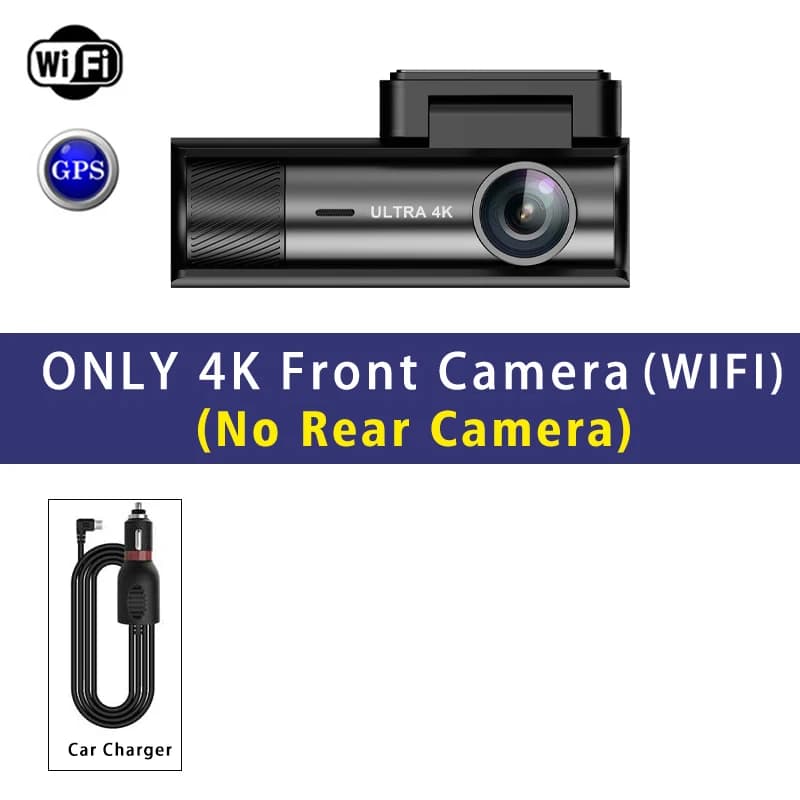 Caméra embarquée double canal 4K+1080P avec GPS et Wi-Fi, enregistreur de conduite, surveillance de 