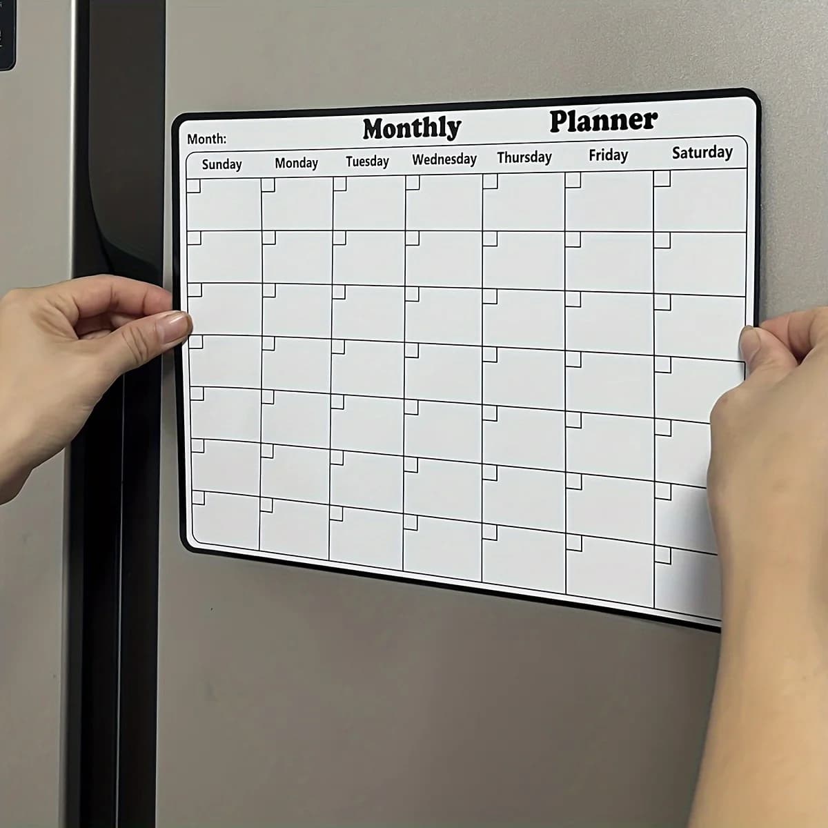 Calendrier magnétique élégant effaçable à sec - Planificateur mensuel polyvalent pour réfrigérateur 