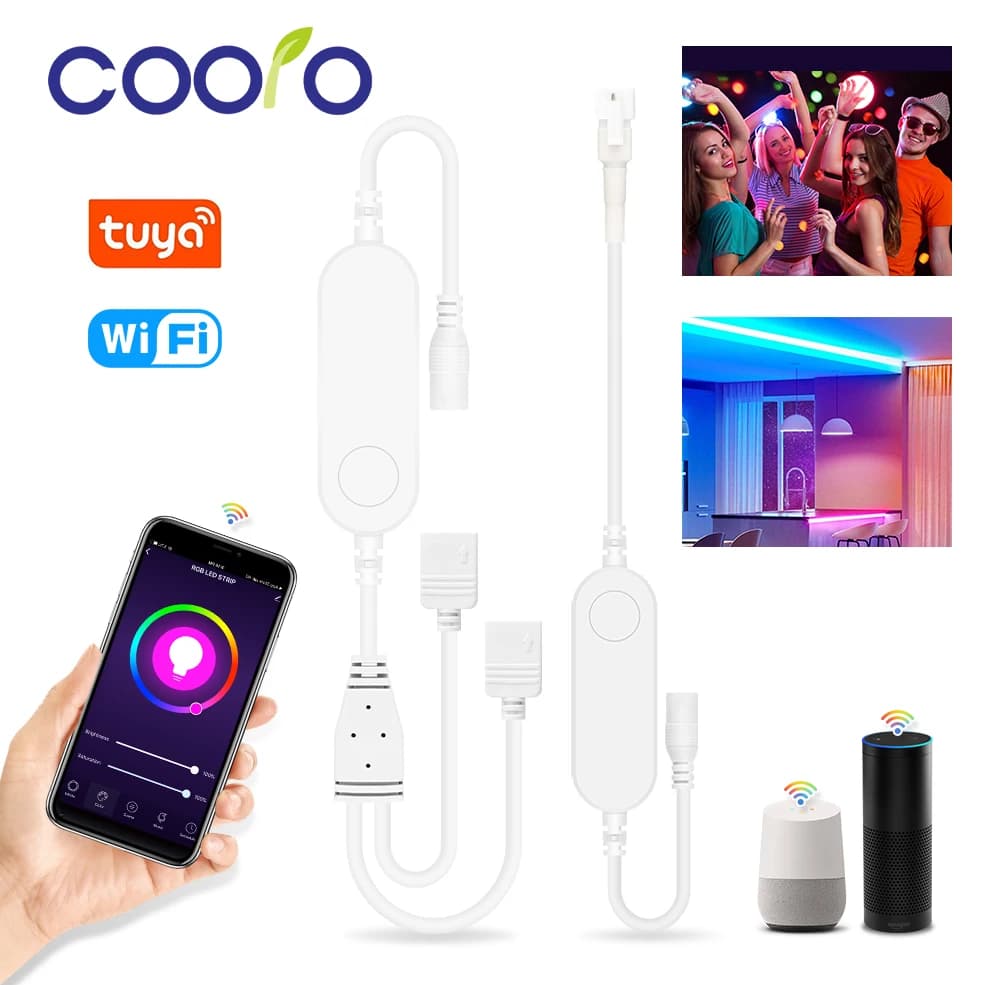 Tuya – contrôleur WiFi RGB 12-24V, variateur de vie intelligent pour bande LED 3 broches WS2811 4 br