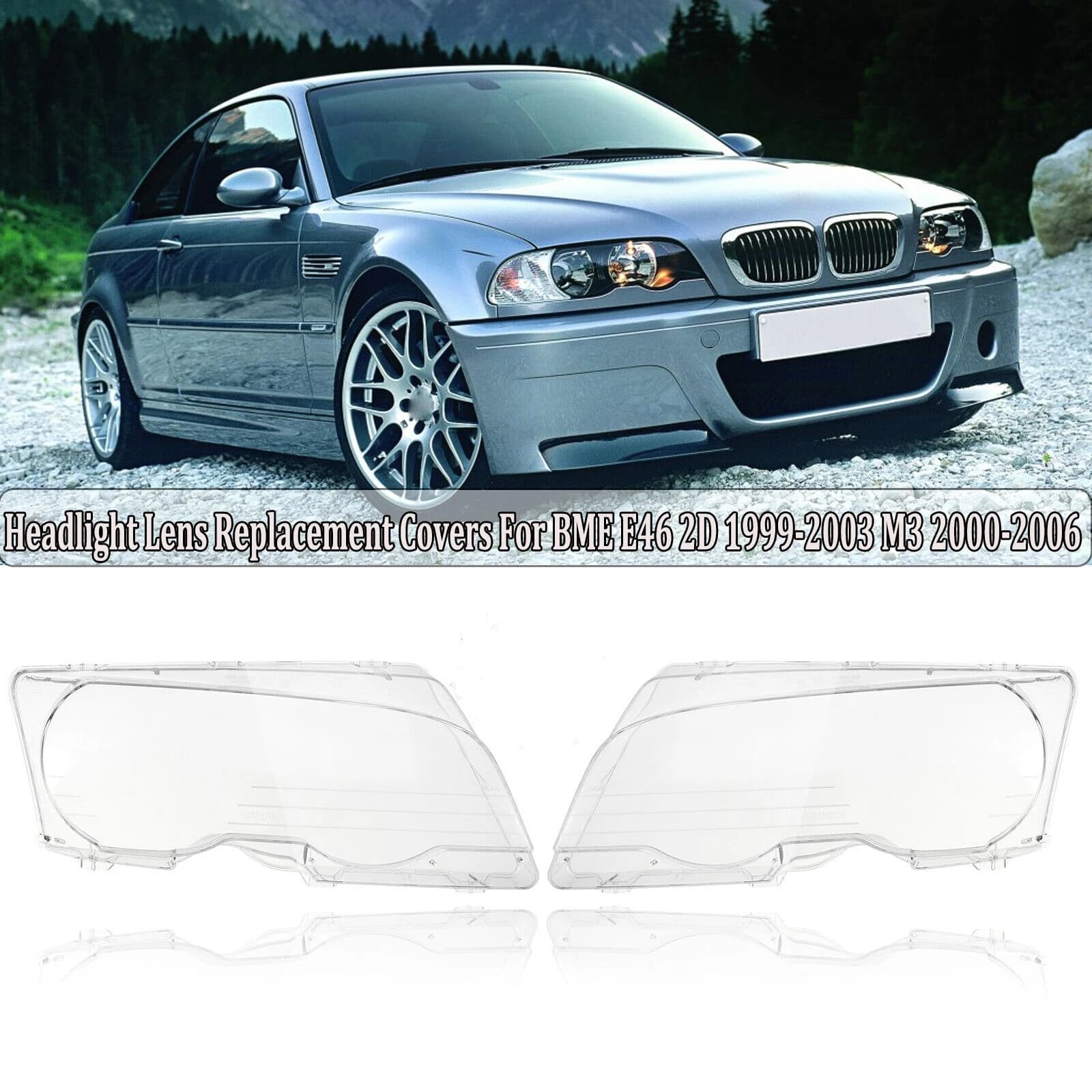 Couvercle de lentille de phare avant de voiture gauche + droite, pour BMW E46 2 portes 1999-2003 M3 