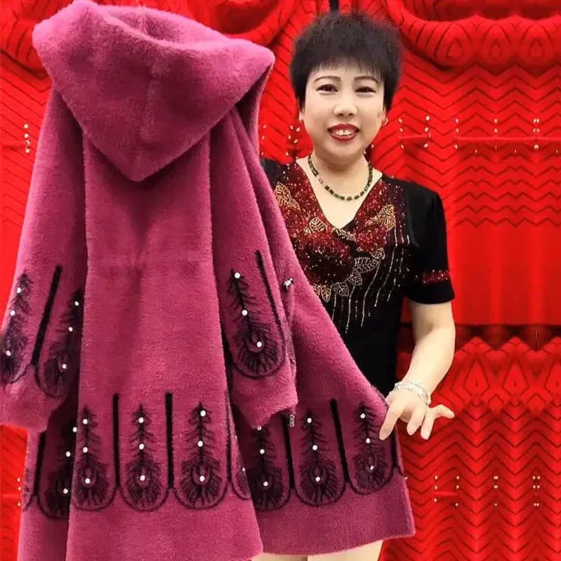 Manteau Long et Épais en Cachemire de Vison pour Femme, Cardigan Haut de Gamme, Vêtement d'Hiver pou